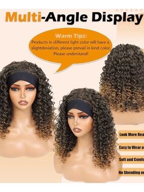 Headband Curly Ombre Wig - Brown to Honey Blonde (Never worn)